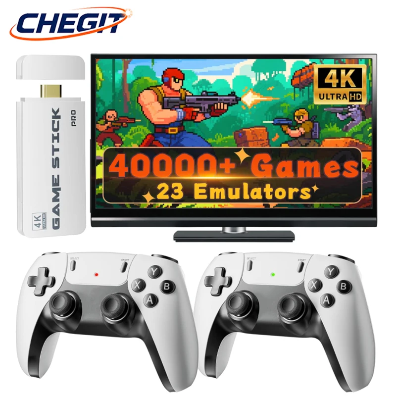 New M15 4K TV Game Stick Video Game Console 64G Built in 3/40000 Games Wireless Controller Gamepad Retro Handheld Game Console