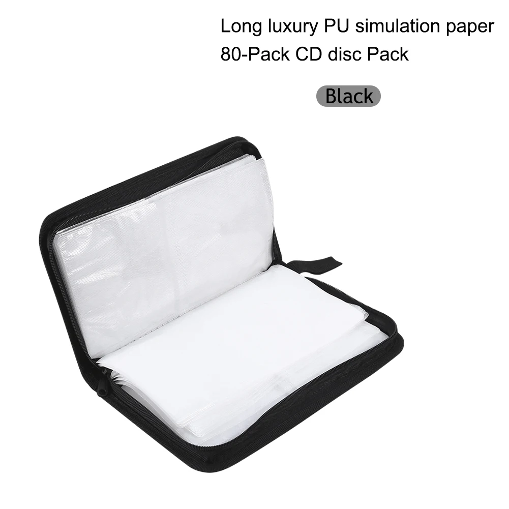 Sac de rangement pour CD en Faux cuir PU, 80 disques, support de CD et DVD, housse de rangement, sac portefeuille, sac d