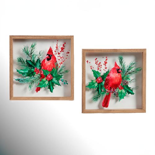 Holiday Cardinals Framed Wall Art Red Set of Two, Set of Two, Red