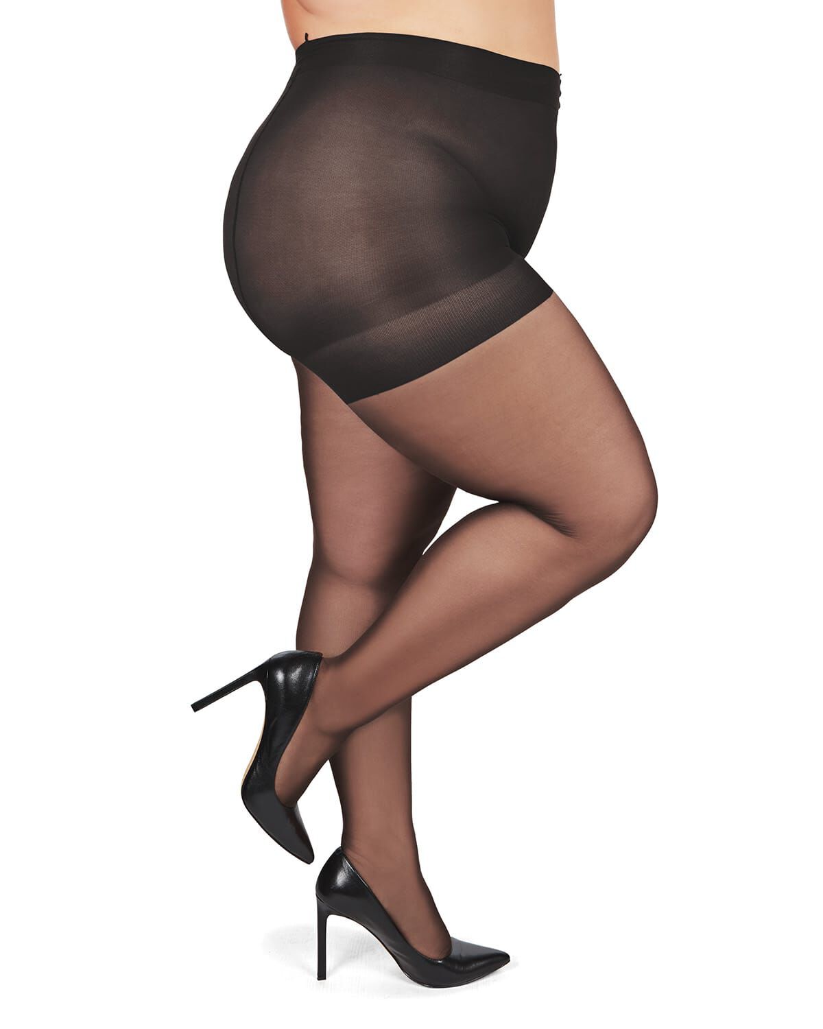 Plus Size Women's Women's Curvy All Day Sheer Control Top Pantyhose by MeMoi in Off Black (Size 3X-4X)