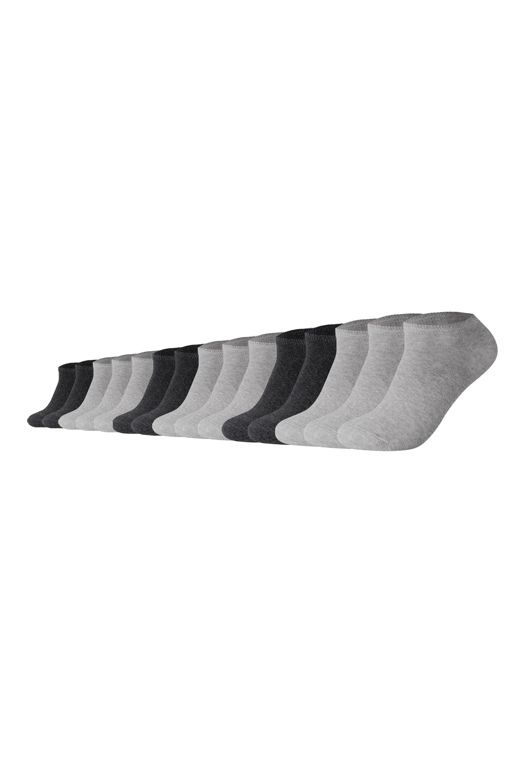 Sneakersocken CAMANO "Sneakersocken Classics 15er Pack", Herren, Gr. 35-38, light grau melange, 80% Baumwolle, 17% Polyamid, 3% Elasthan, meliert, Socken Sneakersocken, 15er Pack Recycelte Baumwolle für weichen Tragekomfort, Weiche Zehennähte...