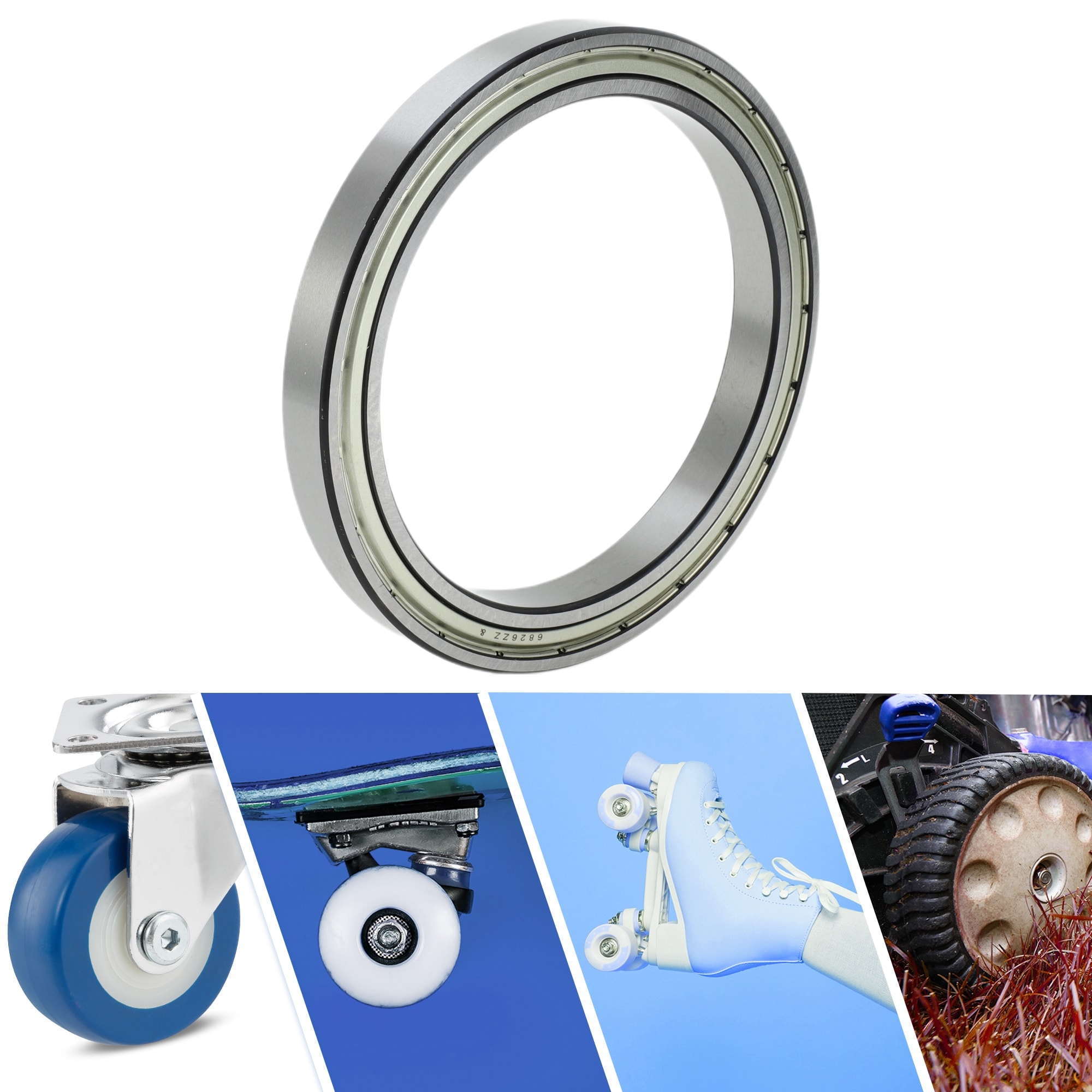 Deep Groove Ball Bearings P0 Lubricated Bearings Double Metal Seals Silver Tone for Scooter Skateboard Wheel - Silver Tone
