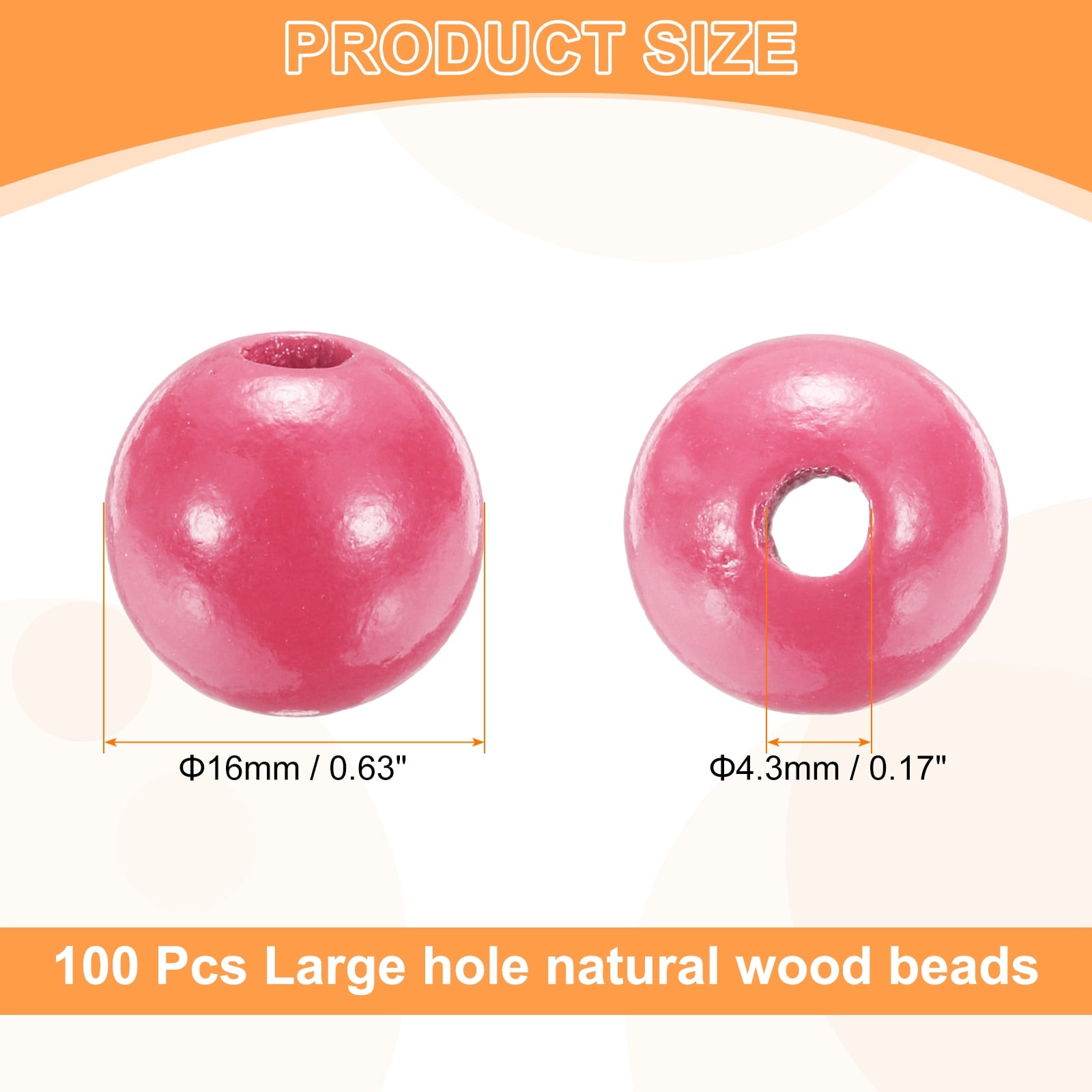 Round Wood Beads Large Hole for Jewelry Making