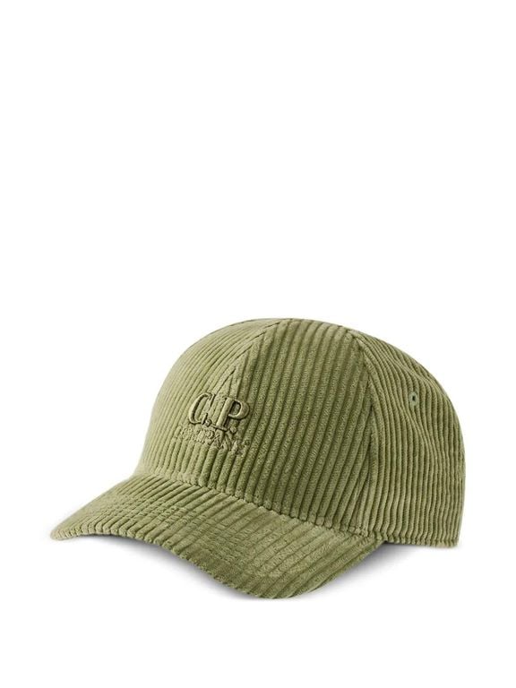 Logo-Embroidered Corduroy Cap - Green - C P Company Hats