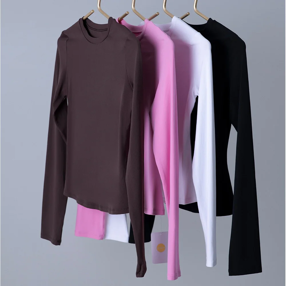 Women's Long Sleeve Yoga T-shirt Quick Dry Sports Top Workout T-shirt Running Sexy Exposed Navel Fitness Gym Shirts Sportswear