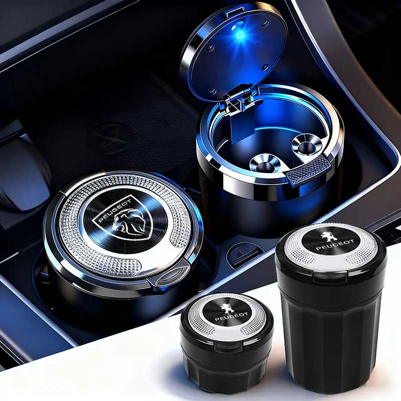 Cendrier de voiture Peugeot, tasse de cendrier Portable ouverte à une touche pour Peugeot 206 307 308 3008 207 208 407 408 508 2008 5008 301 106 205