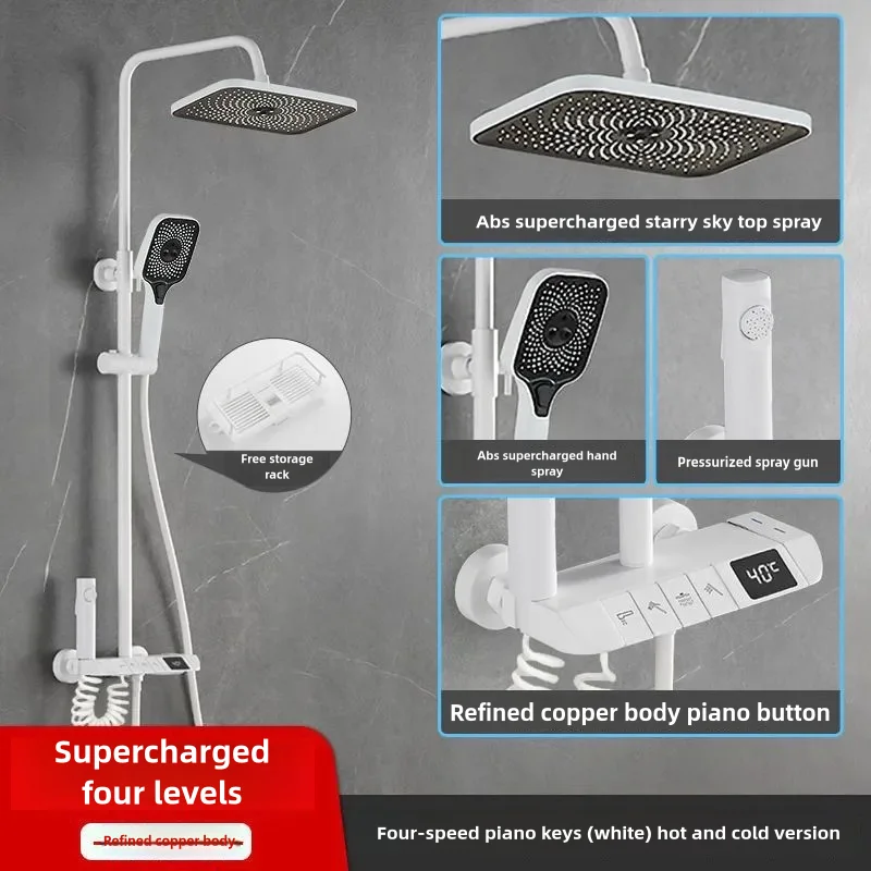 Nouveau ensemble de robinets de salle de bains, ensemble de douche de salle de bains avec affichage LED, touches de Piano, douche de bain, douche de pluie, accessoires de salle de bains complets