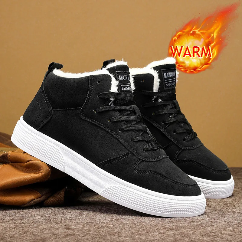 Große Herrenschuhe, hohe Baumwollschuhe, warme und plüschige Freizeit-Boardschuhe für Herren im Winter, modische Sportschuhe