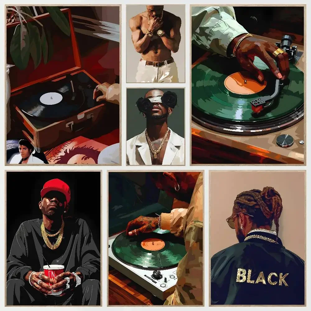 Hip Hop Musik Schmuck Mode Schwarze Frauen Kunst Poster Schlafzimmer Eingang Bar Cafe Kunst Malerei