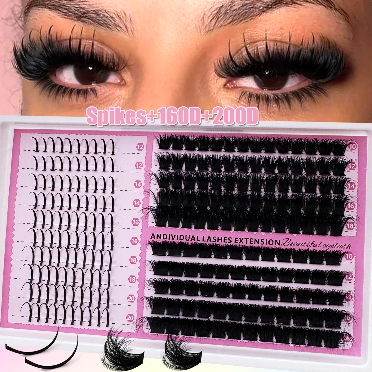 UMIRYAO DIY Nerz Wimpern Spikes 200D-60D Wimpern Cluster Natürliche Wimpern Cluster Manga Lash Einzigartige stachelige Cluster 10-20mm AtHome Image