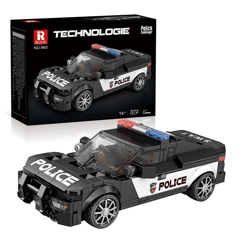 1:24 Polizei Auto Bausteine Stadt Fahrzeug Modell Bricks Desktop Ornamente Pädagogisches DIY Spielzeug Für Kinder Urlaub Geschenke Image