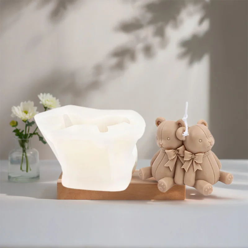 1 Stück, Teddybär Kerzen form, Tierduft Kerze, braune Teddybär Kerzen form, Silikon Image