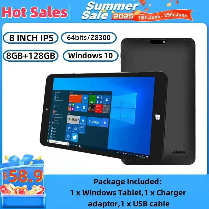 Heiße Verkäufe 64bit 8 ZOLL 4 GB RAM 64 GB ROM Mini Tablet PC Windows 10 Atom X5-Z8300 1280x800 Pixel WiFi Geschenk OTG Adapter Image