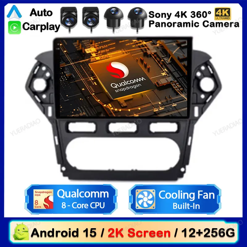 Android 15 Auto Radio Für Ford Mondeo 4 Mk4 2010-2013 2014 Auto Radio Multimedia Video Player 4G WIFI GPS NAVI Carplay Auto QLED Image