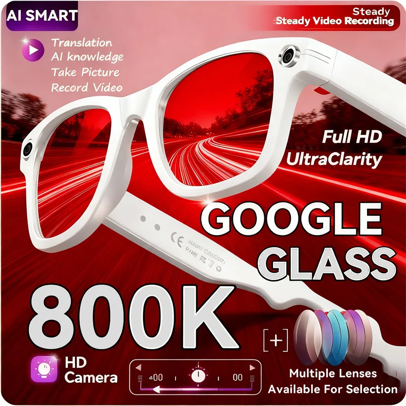 Neue 8MP Kamera Smart Sonnenbrille Video Aufnahme AI Foto Erkennung Brillen Drahtlose Bluetooth Anruf Gläser Sport Kopfhörer Image