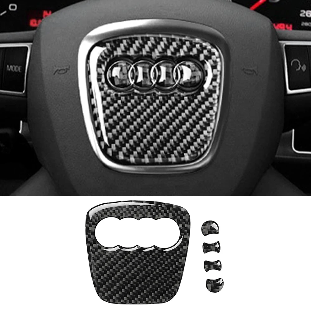 Auto Lenkrad Ring Borte Aufkleber Carbon Faser Abdeckung Dekor Auto Styling Zubehör Für Audi A4 B8 A6 C6 4F Q5 8R Q7 4L A3 8V Image