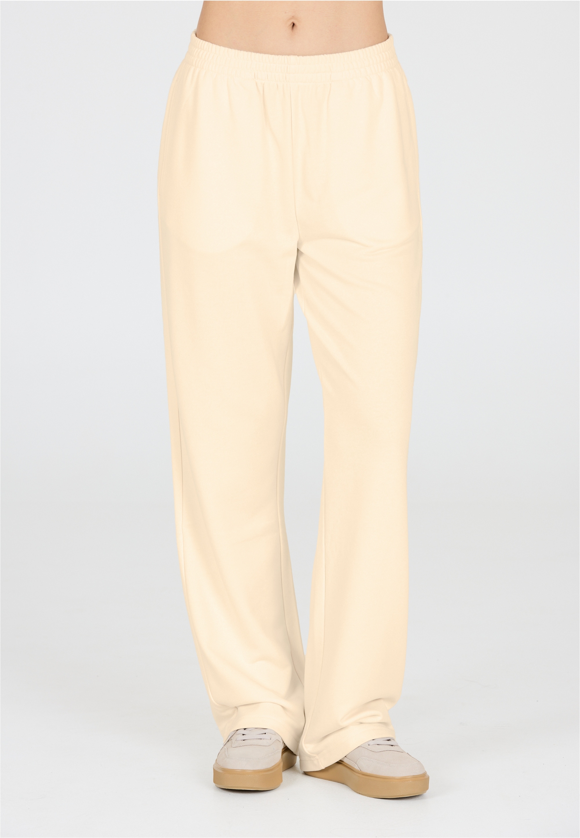 Sweathose ATHLECIA "Crecy", Damen, Gr. 44, EURO-Größen, weiß (sanftes weiß), 50% Baumwolle, 48% Polyester, 2% Elasthan, unifarben, lang, Hosen Sweathose, Mit atmungsaktivem Tragekomfort