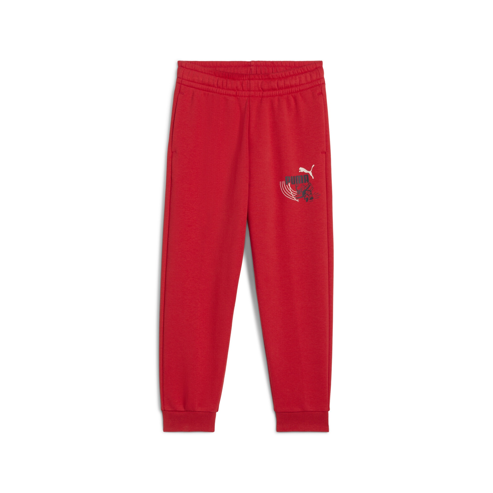 Sporthose PUMA "Little Runners Jogginghose Kinder", Mädchen, Gr. 104, Normalgrößen, rot (for all time rot), Obermaterial: 32% Polyester, 68% Baumwolle; Rippe: 97% Baumwolle, 3% Elasthan; Tasche – Oben: 100% Baumwolle, bedruckt, regular fit, Hosen...