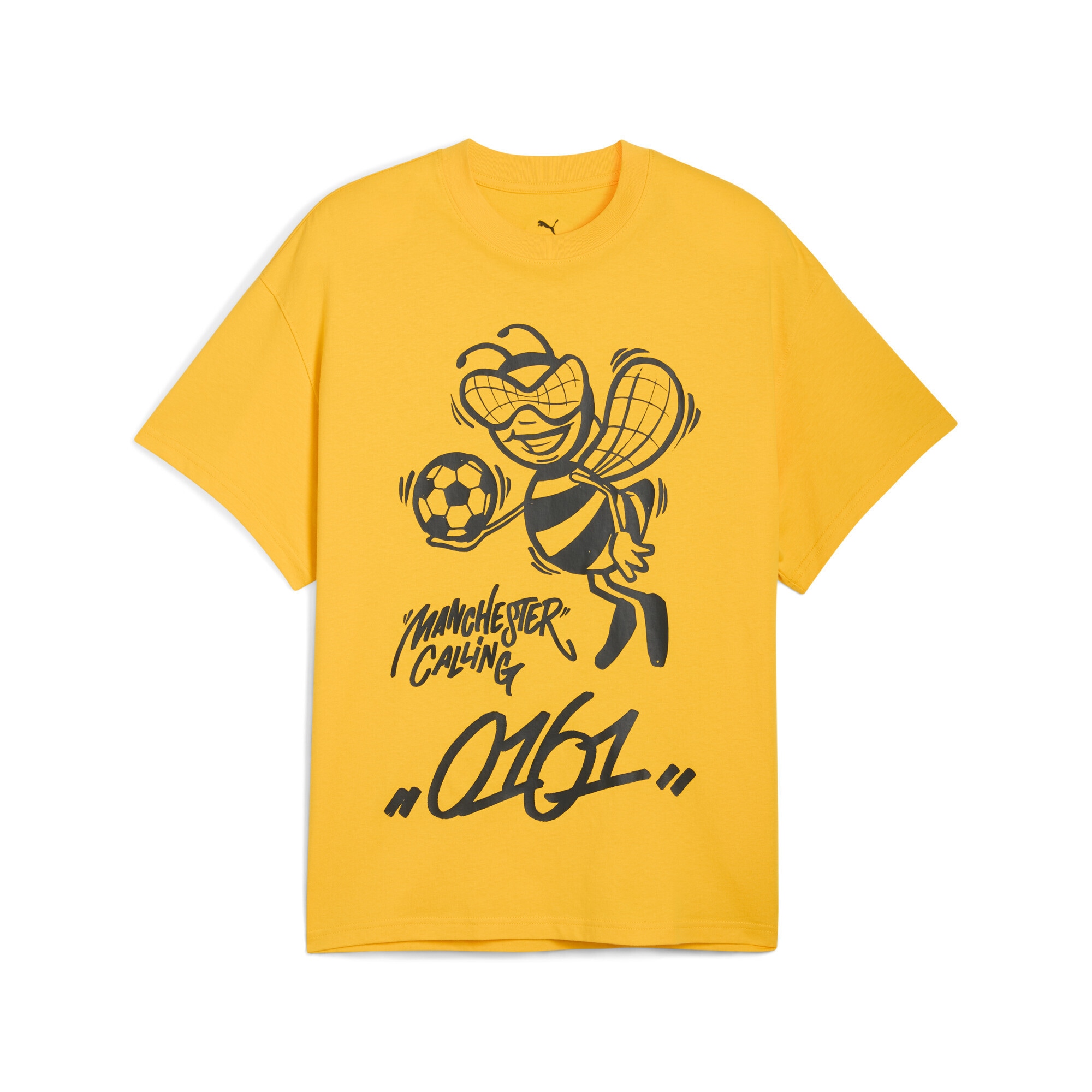 T-Shirt PUMA "PUMA HOOPS x MANCHESTER CITY Basketballshirt Herren", Herren, Gr. XL, gelb (gelb sizzle), Obermaterial: 100% Baumwolle; Rippe: 71% Baumwolle, 29% Polyester, clean, regular fit, Rundhals, Shirts T-Shirt