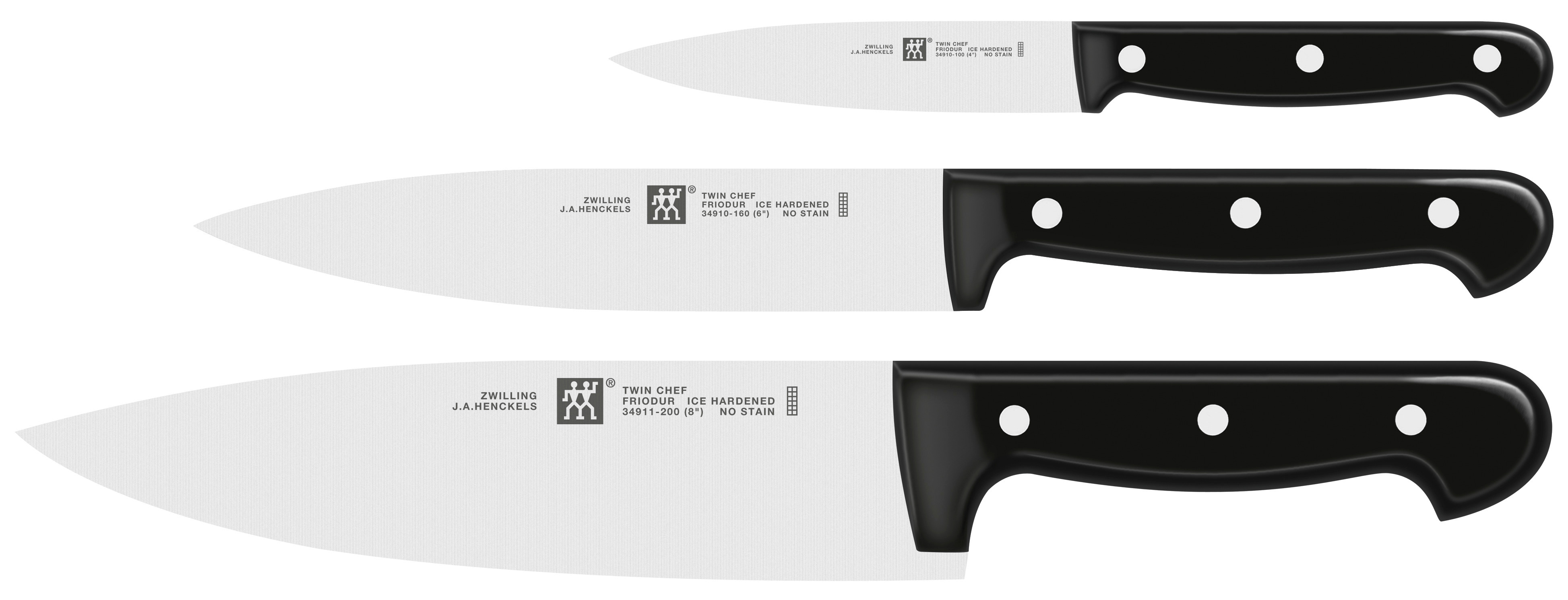 Messer-Set ZWILLING "TWIN Chef 2", schwarz, Stahl, Kochmesser-Sets, Sonderschmelze, Ergonomisch, Robust, Langlebig Image