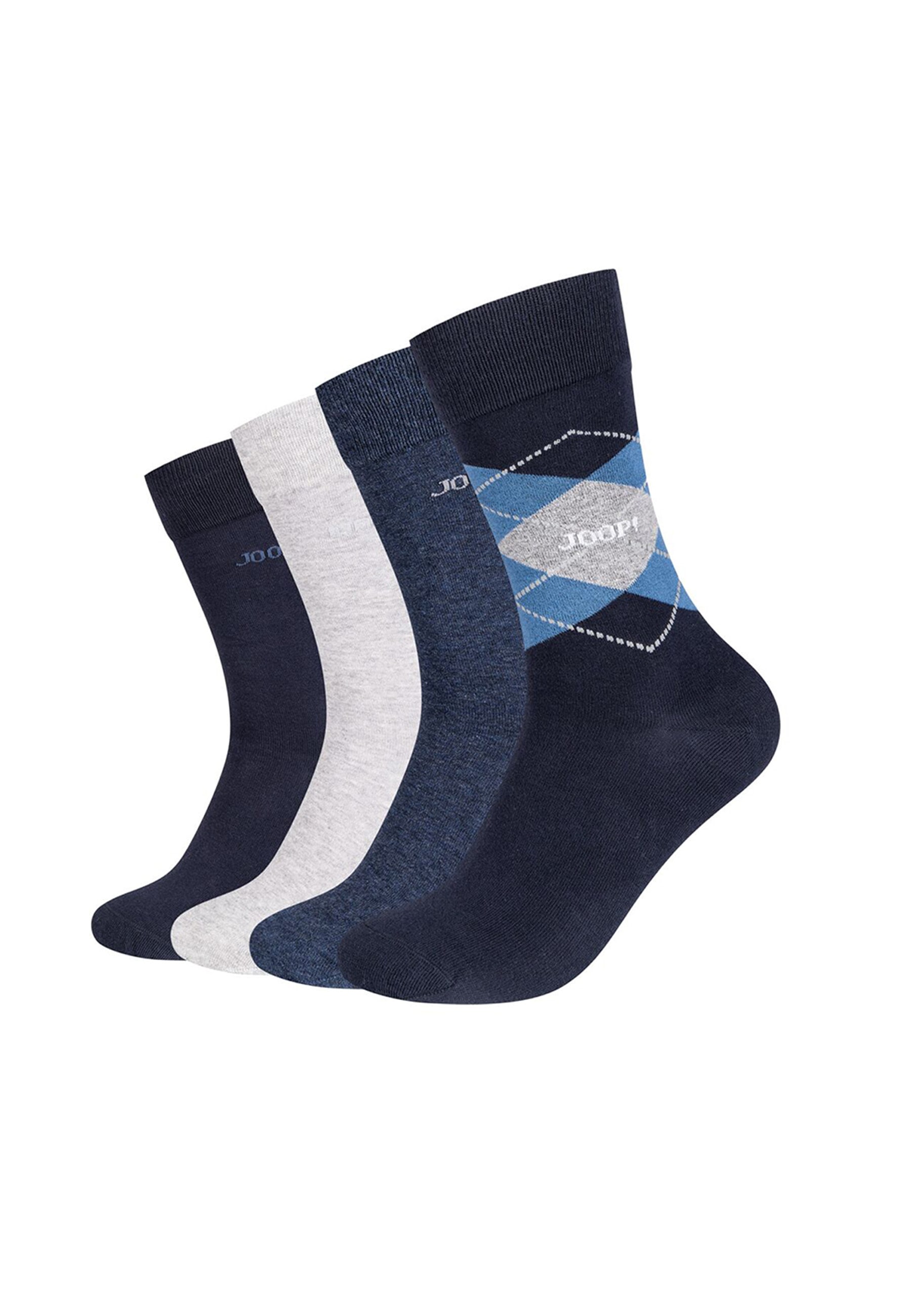 Socken JOOP "Socken 4er Pack", Damen, Gr. 39-42, navy mix, 85% Baumwolle, 12% Polyamid, 3% Elasthan, kariert, Socken Socken, 4er Pack Elegante Geschenkbox, Aus OCS-zertifizierter Baumwolle gefertigt