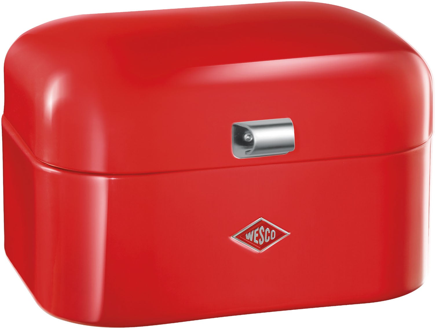 Brotkasten WESCO "Single Grandy - Brotdose", rotorange, B:26,8cm H:17,5cm, Lebensmittelaufbewahrungsbehälter, Brotkasten, Lüftungslöcher auf der Rückseite, Metallschaniere