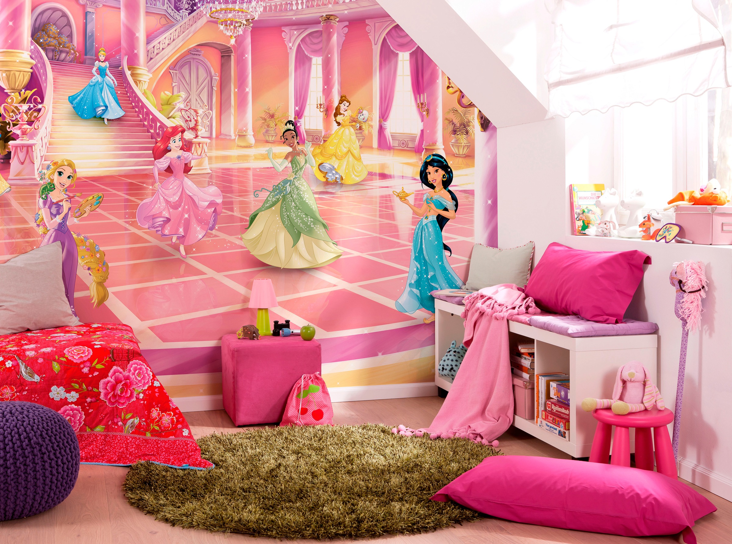 Fototapete KOMAR "Princess Glitzerparty - Größe 368 x 254 cm", bunt, B:368m L:254m, Papier, Tapeten, Kinderzimmer