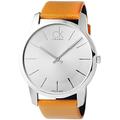 Calvin Klein Men's K2G21138 Orange Leather Swiss Quartz Watch with Silver Dial