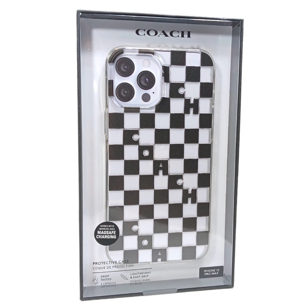 Coach Cell Phones & Accessories | Coach Designer Phone Case Apple Iphone 12 Pro Max Black White Checker Protective | Color: Black/White | Size: Os