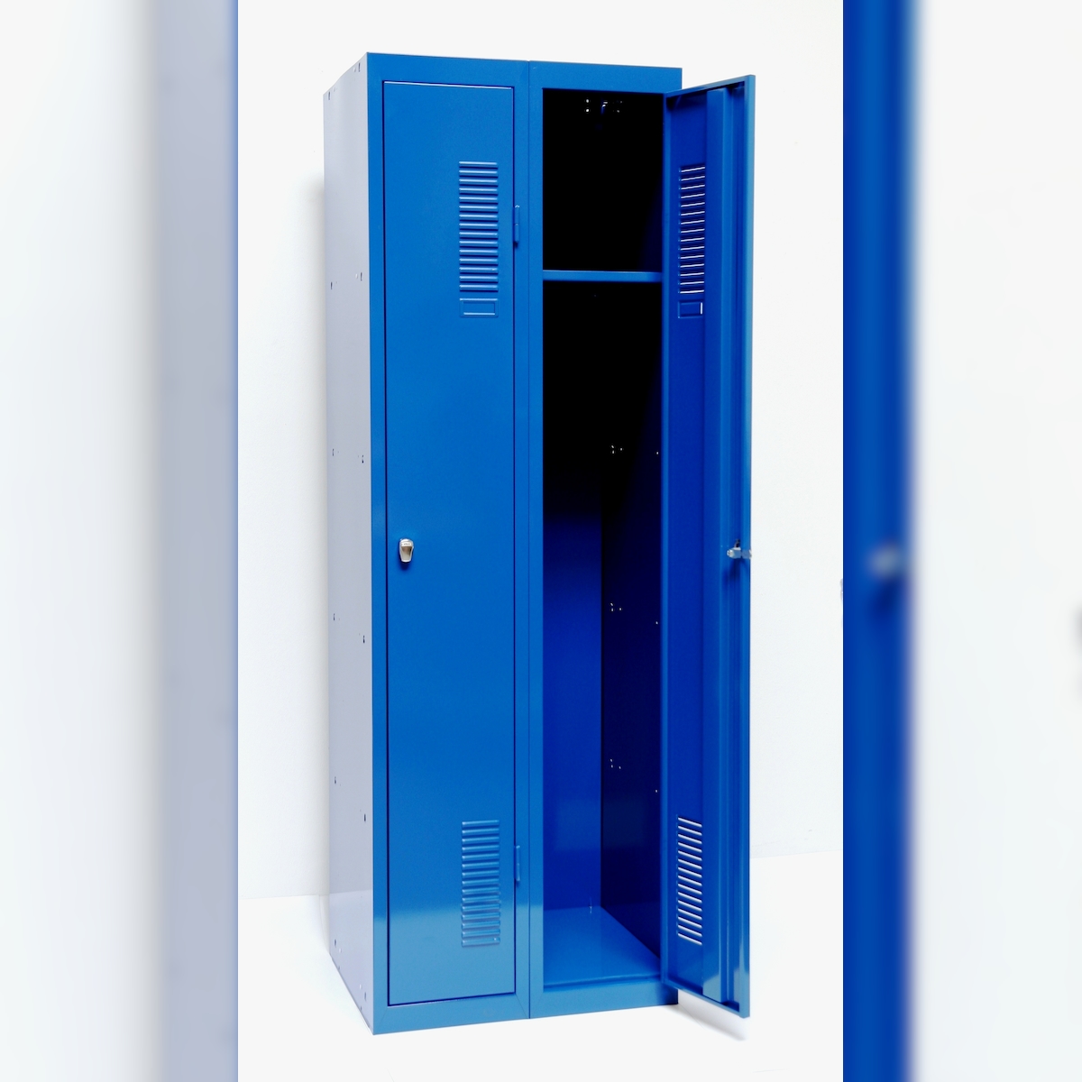 Szagato SPIND (Doppelspind 2 Abteil) 180x60 cm, 2 Böden, Vorhängeschloss, blau (Schließfachspind, Garderobenschrank Umkleidespind, Garderobenspind) Image