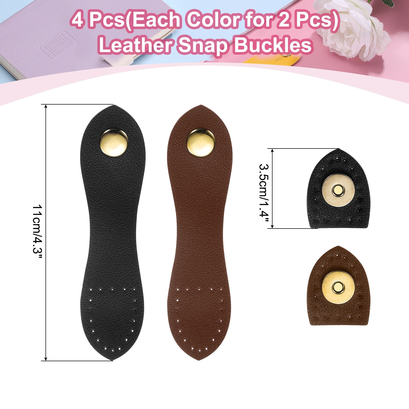 Leather Magnetic Snap Buckles, Sew on Toggle Closure Buckle, Snap Buttons Tab Buckle - 4.3