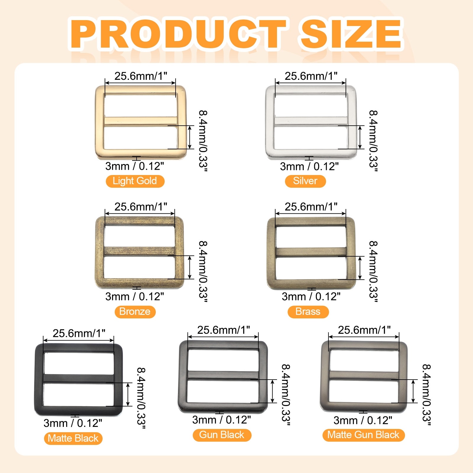 8pcs Flat Metal Slide Buckle 1