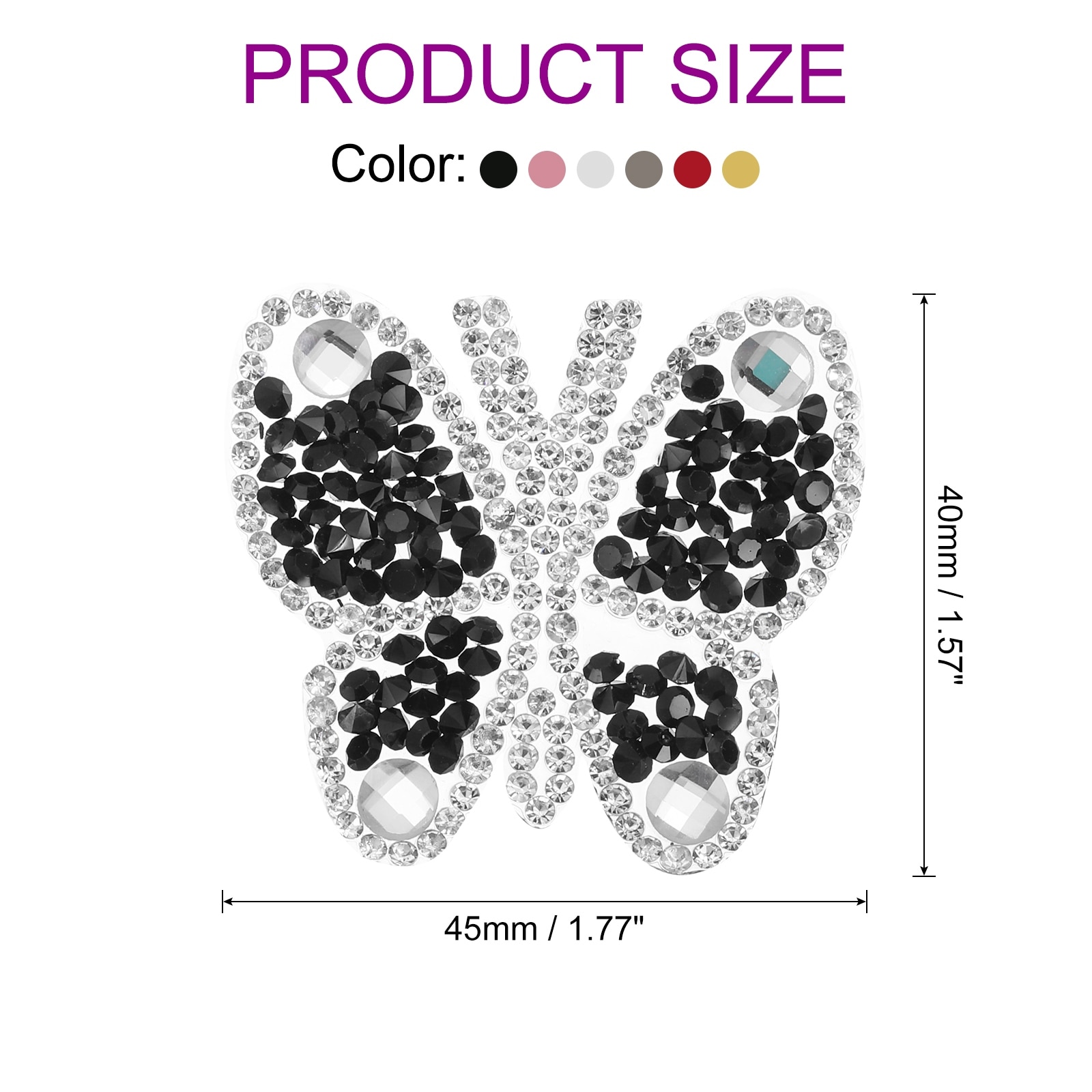 Butterfly Rhinestone Patches Butterfly Iron-on Rhinestone Appliques Patches for Clothing Repair Decoration - 6 Colors