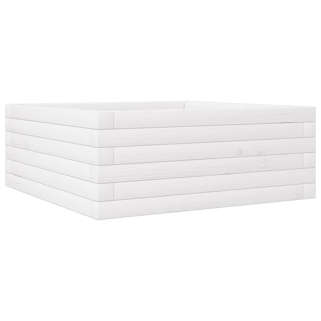 vidaXL Pflanzkübel Weiß 60x60x23 cm Massivholz Kiefer Image