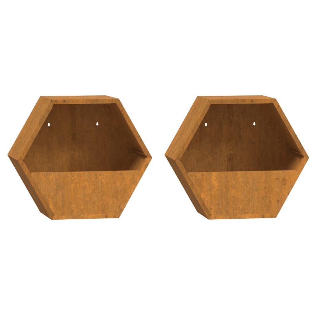 vidaXL Wand-Pflanzkübel 2 Stk. Rostig Cortenstahl 30x10x25 cm Image