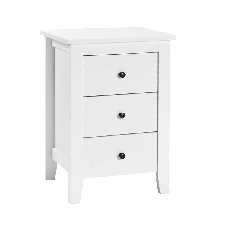 COSTWAY Nachttisch mit 3 Schubladen, Nachttisch für Boxspringbett, Beistelltisch, Nachttisch für Wohnzimmer, Schlafzimmer Image