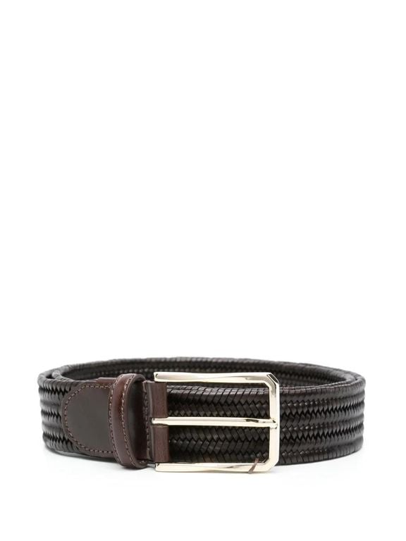 Braided-Leather Belt - Brown - Canali Belts
