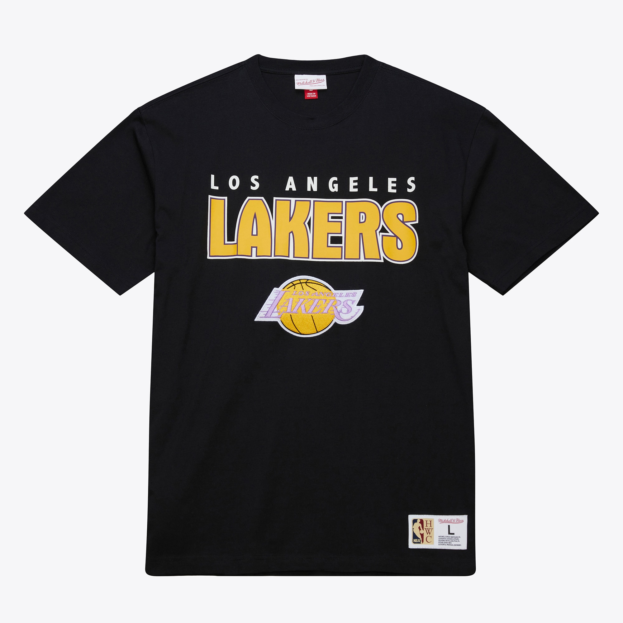 Los Angeles Lakers Mitchell & Ness Vintage Logo Throw It Back Premium T-Shirt – Herren Image