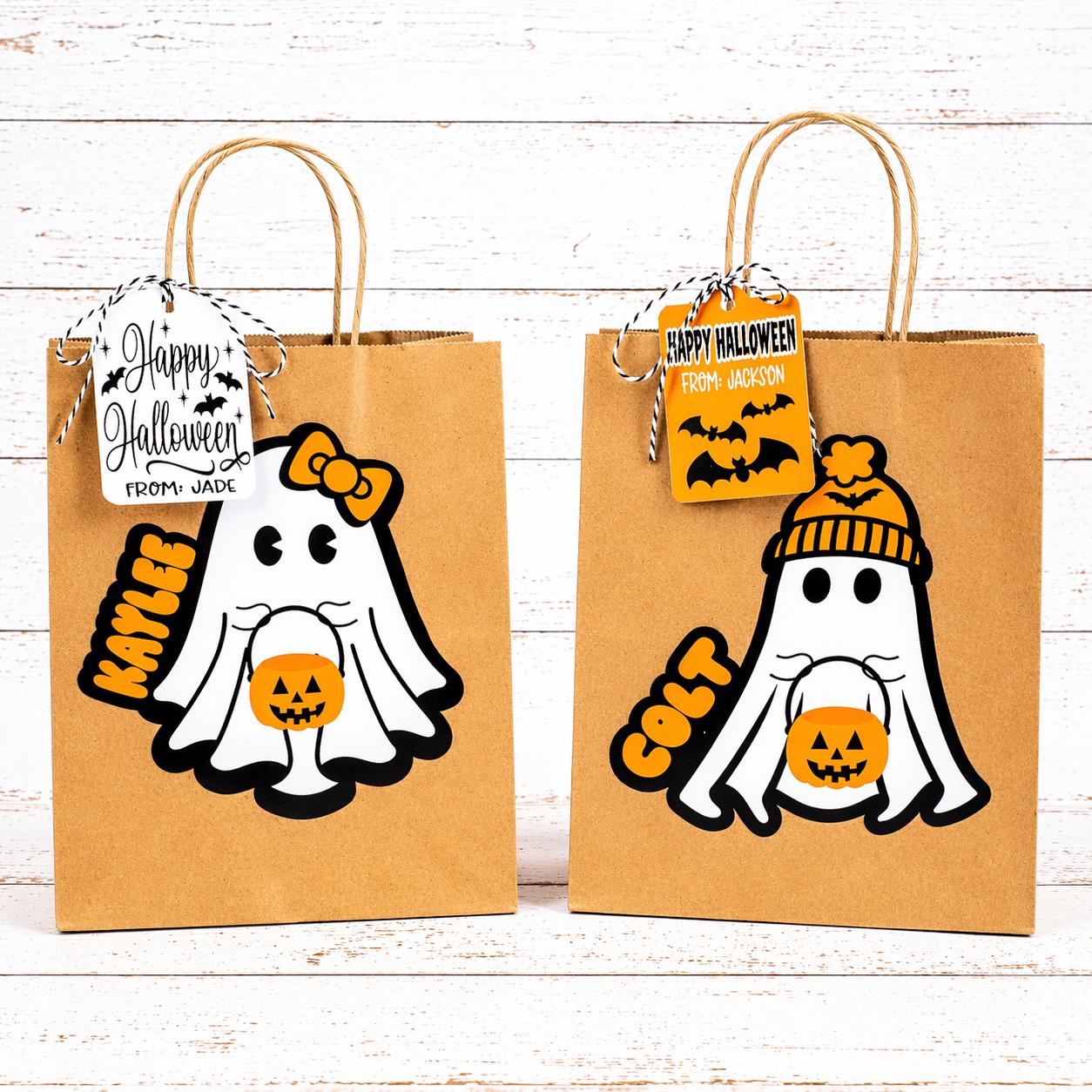Sacchetti regalo personalizzati per Halloween - Sacchetti regalo a tema fantasma - Cestini di Halloween - Bomboniere per feste di Halloween - Regalo f