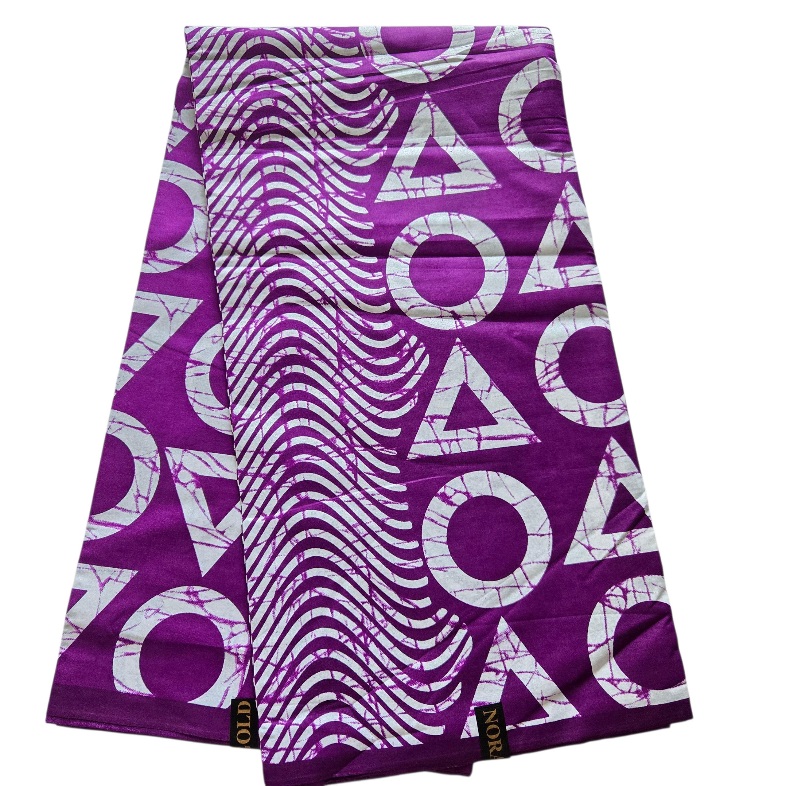 Tessuto Ankara tie-dye viola e bianco, tessuto con stampa africana, tessuto africano tagliato su misura, tessuto Ankara, tessuto Ankara geometrico vio