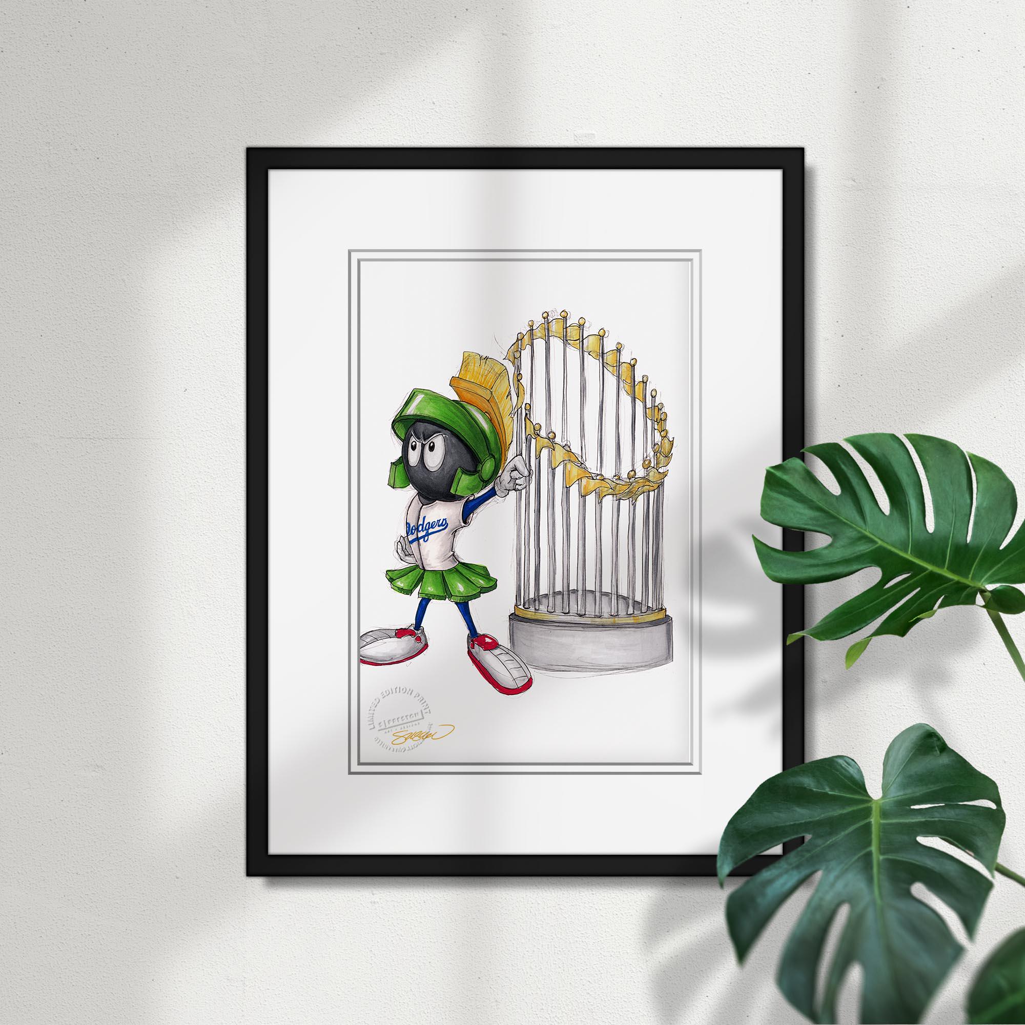 Stampa di Marvin il Marziano, campione delle World Series 2024 dei Los Angeles Dodgers - Edizione limitata con licenza MLB e Looney Tunes di S. Presto