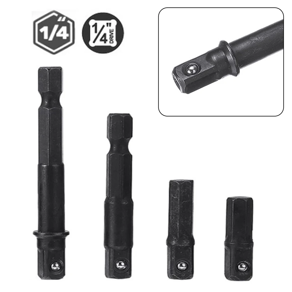 1pc/4pc 1/4 ImpactSocket Adapter Minderer Quadratische Buchse Bohrer Bar Verlängerung Bohrer Buchse Adapter Hex Schaft mutter Fahrer Buchse Image