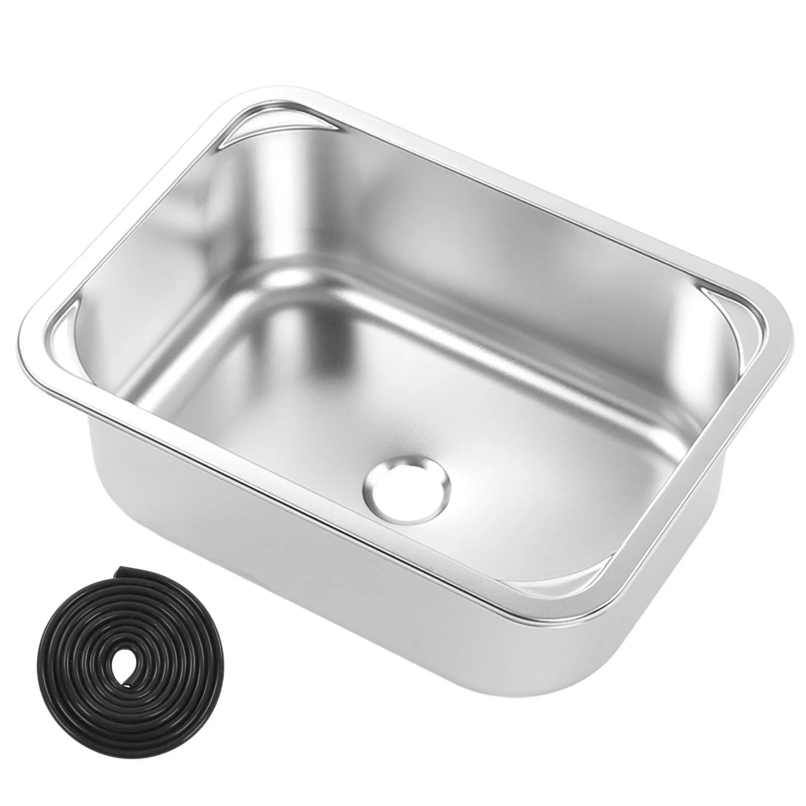 Wohnmobil-Spüle, quadratisch, großes Fassungsvermögen, bündig montiertes Küchenbecken, Spüle aus Edelstahl 304, bündig, 40 mm, Abfluss für Wohnmobil, Van, Yacht, Boot