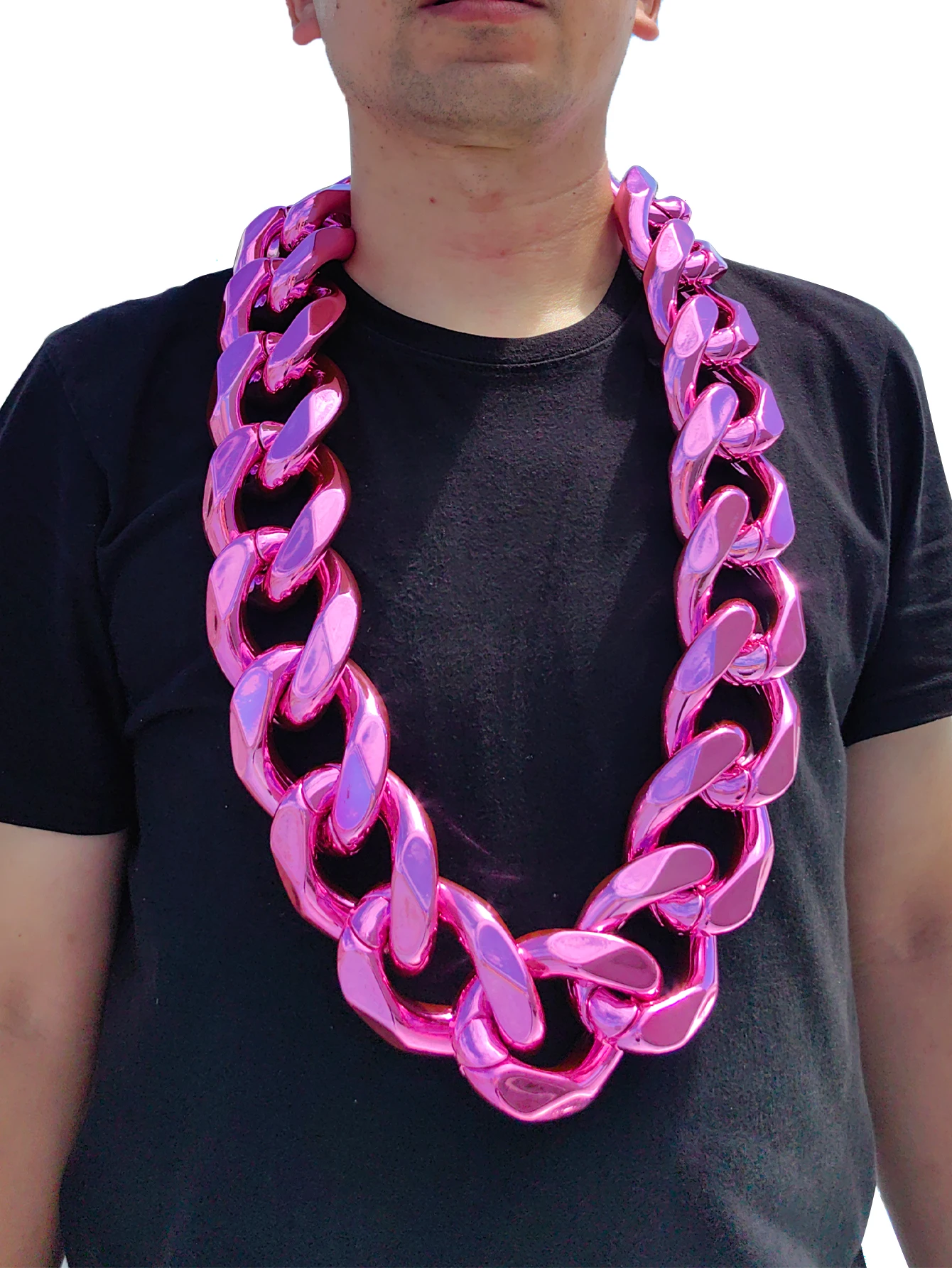 Trendy Metallic Farbe Acryl Große Schwere Chunky Kubanische Kette Halskette Männer Hip Hop Übergroßen Große Kunststoff Link Kette Rappe Schmuck