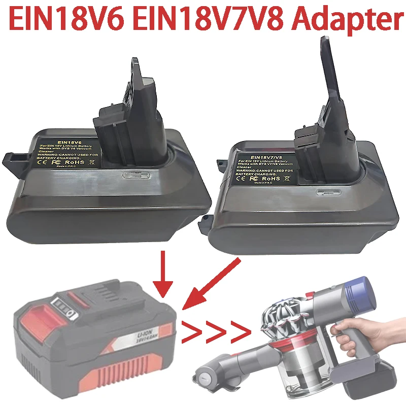 EIN18V6 EIN18V7V8 Batterieadapter, umwandelbar in Tierstaubsauger der Dyson V6 V7 V8-Serie für Ein 18 V Li-Ionen-Akkus Image