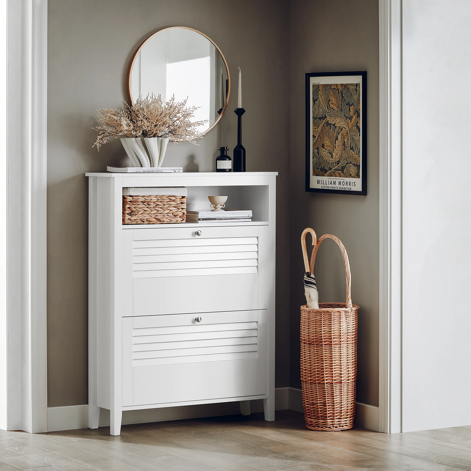 SoBuy FSR152 Schuhkipper Schuhschrank mit 2 Klappen Schuhablage Schuhregal Schuhkommode BHT ca. 80x108x25cm