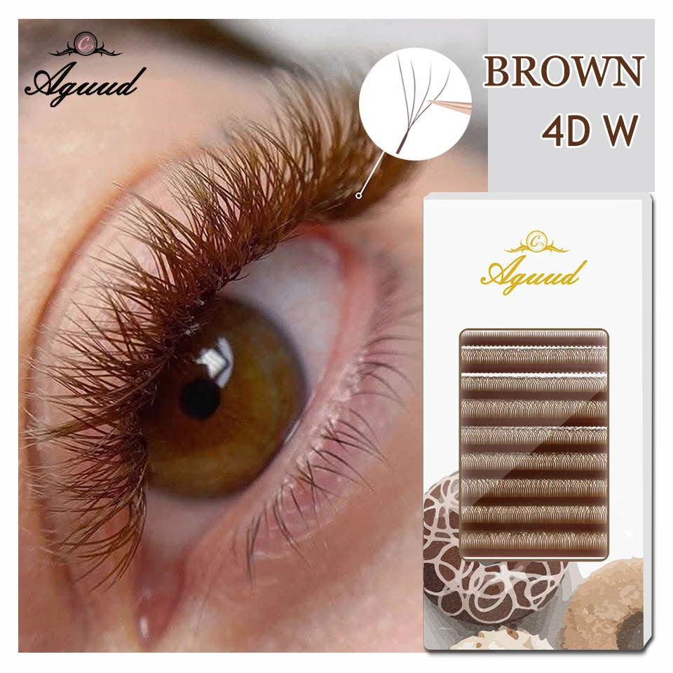 AGUUD 3D 4D Brown Premade Bloom Fans Lashes YY 5D-W Shaped Fairy Clover Volume Wimpernverlängerungen Soft Brown Fairy Clover Lashes Image