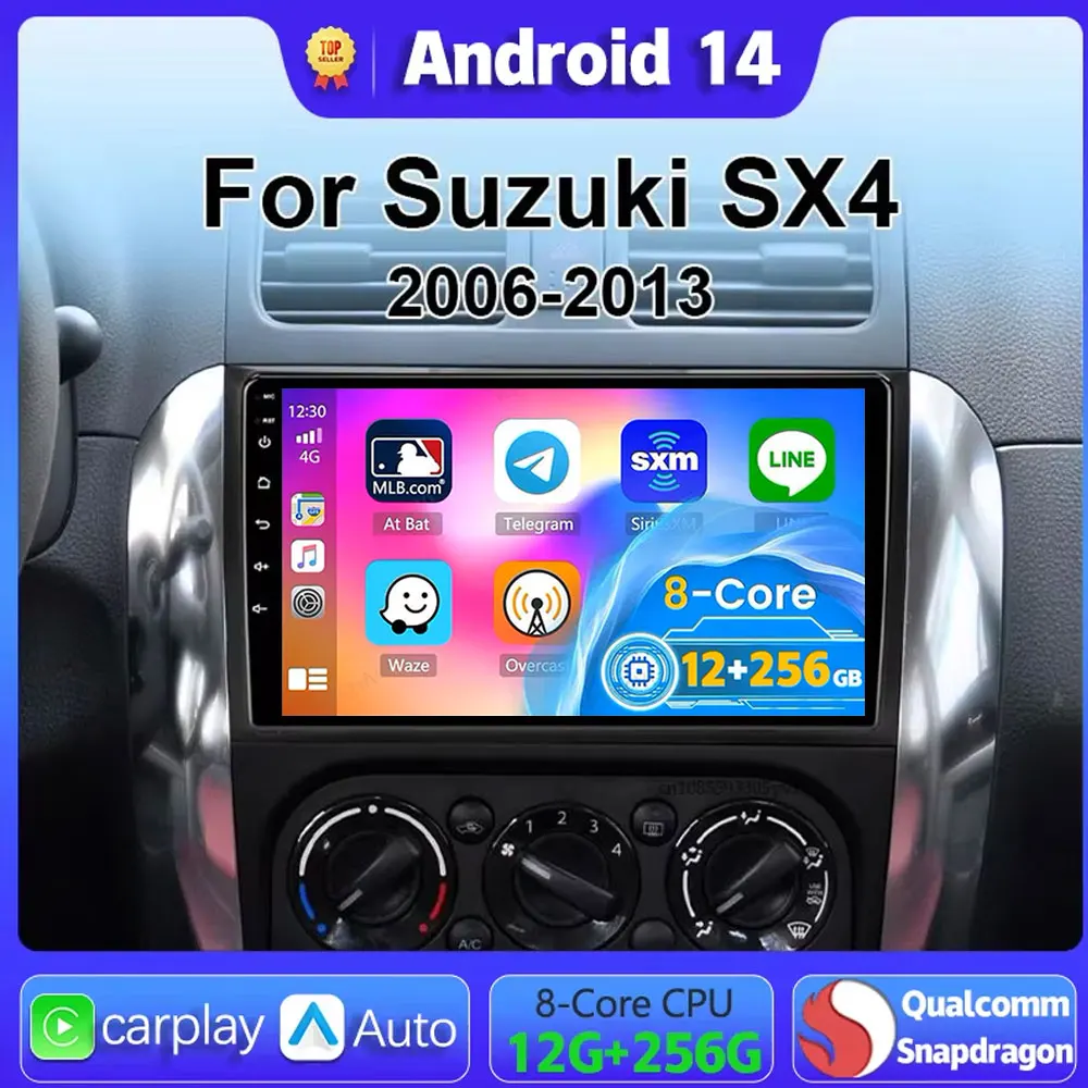 Android 14 Carplay Auto Radio Multimedia Für Suzuki SX4 SX 4 2006-2013 Kopf Einheit BT GPS video DVD DSP Player Autoradio Stereo Image