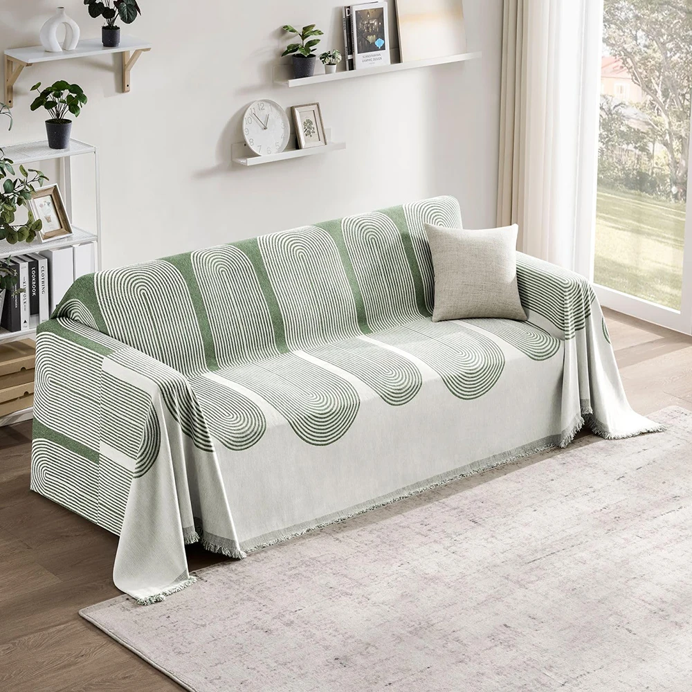 Chenille-Sofabezüge, Sofagarnitur, geometrischer Couchbezug mit Quaste, Loveseat-Bezüge, Futonbezug, L-förmiger Bezug, waschbar