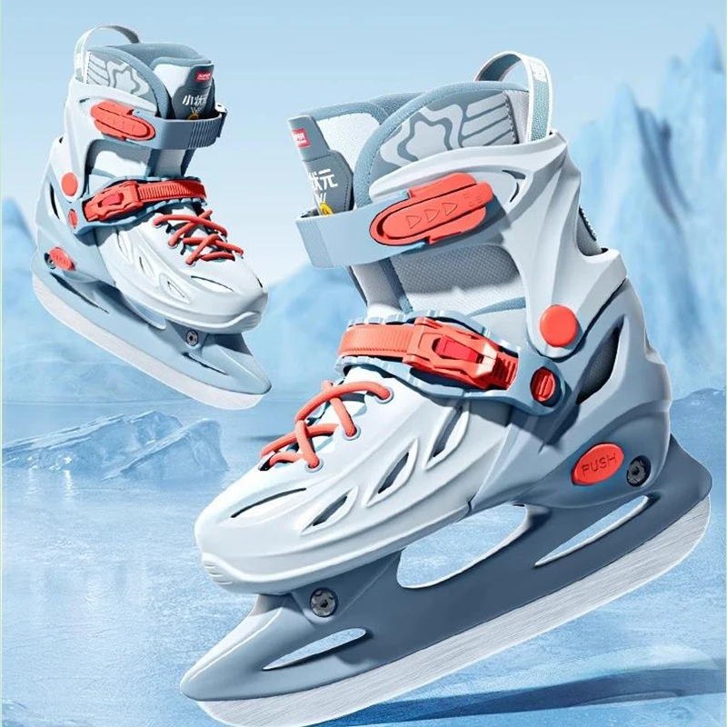Eiskunstlauf-Schuhe für Kinder und Erwachsene, Outdoor-Skifahren, Skaten-Turnschuhe, professionelle Schlittschuhe, verstellbare Größe 27–41 Ice Blade-Schuhe
